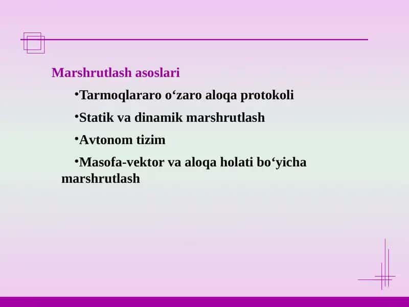 Marshrutlash asoslari 1