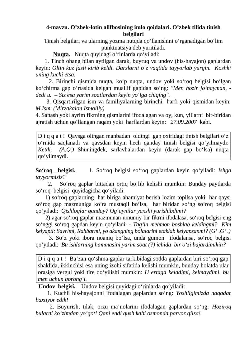 O’zbek-lotin alifbosining imlo qoidalari 1