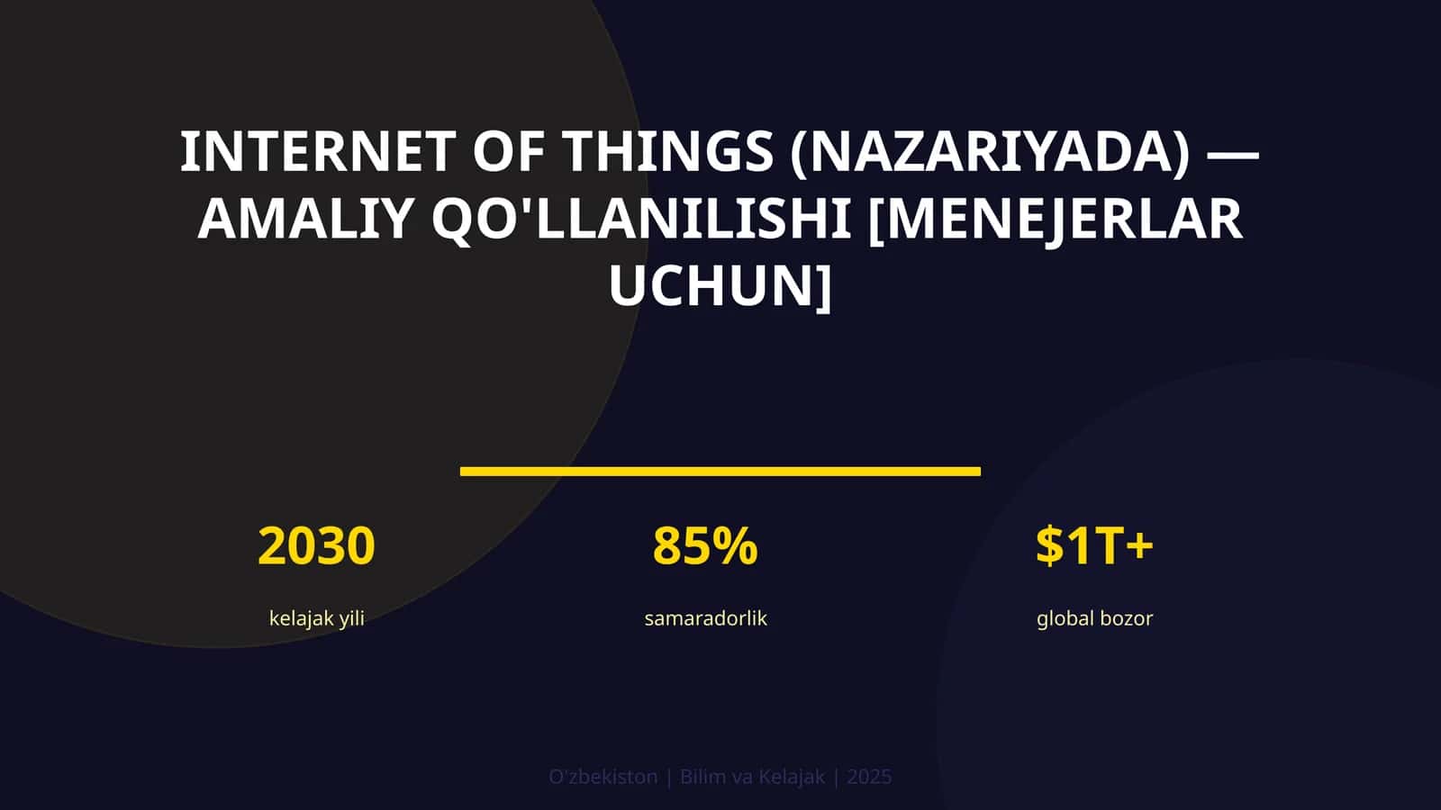 INTERNET OF THINGS (NAZARIYADA) — AMALIY QO'LLANILISHI [MENEJERLAR UCHUN] 1