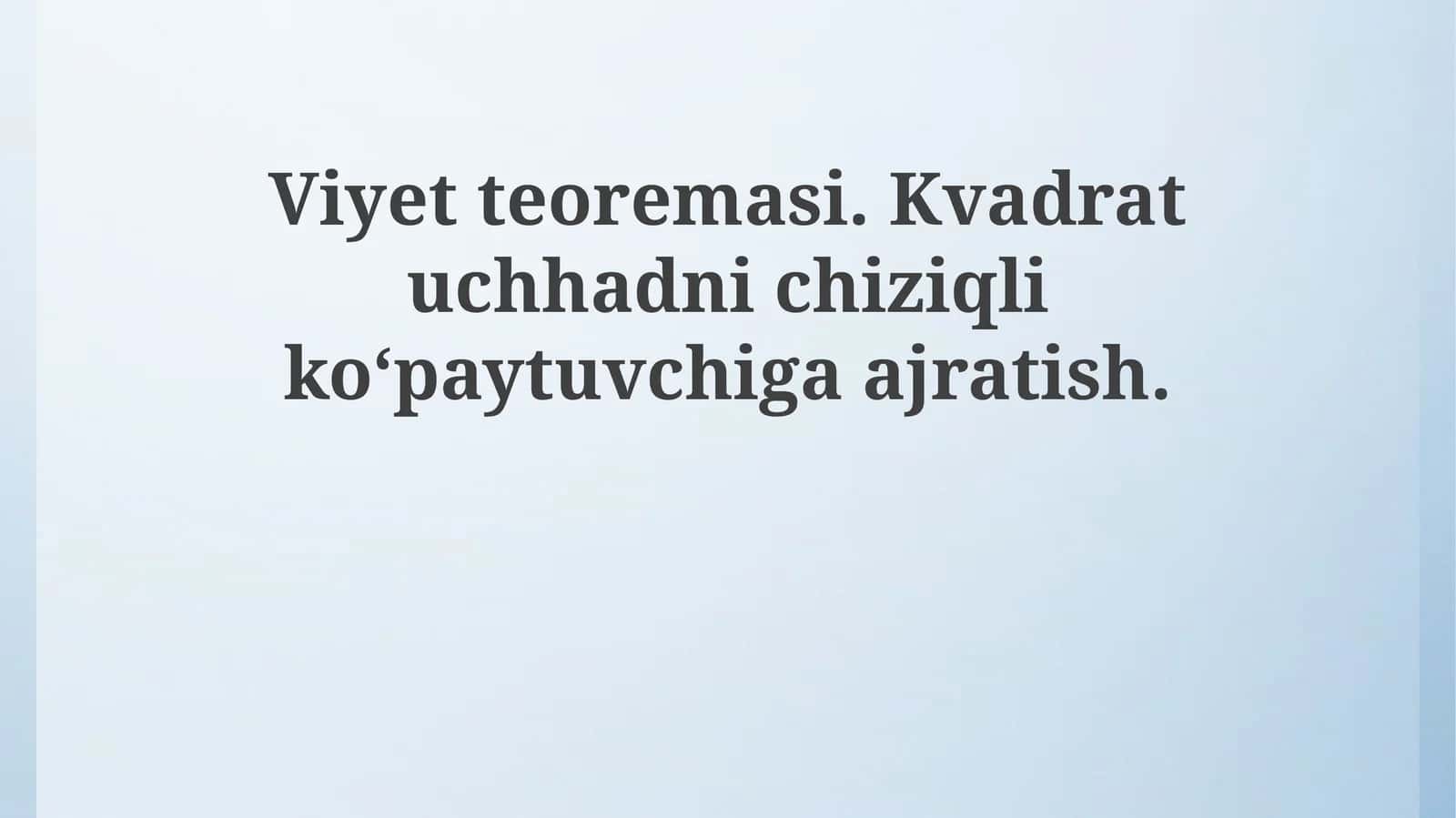 Viyet teoremasi 1
