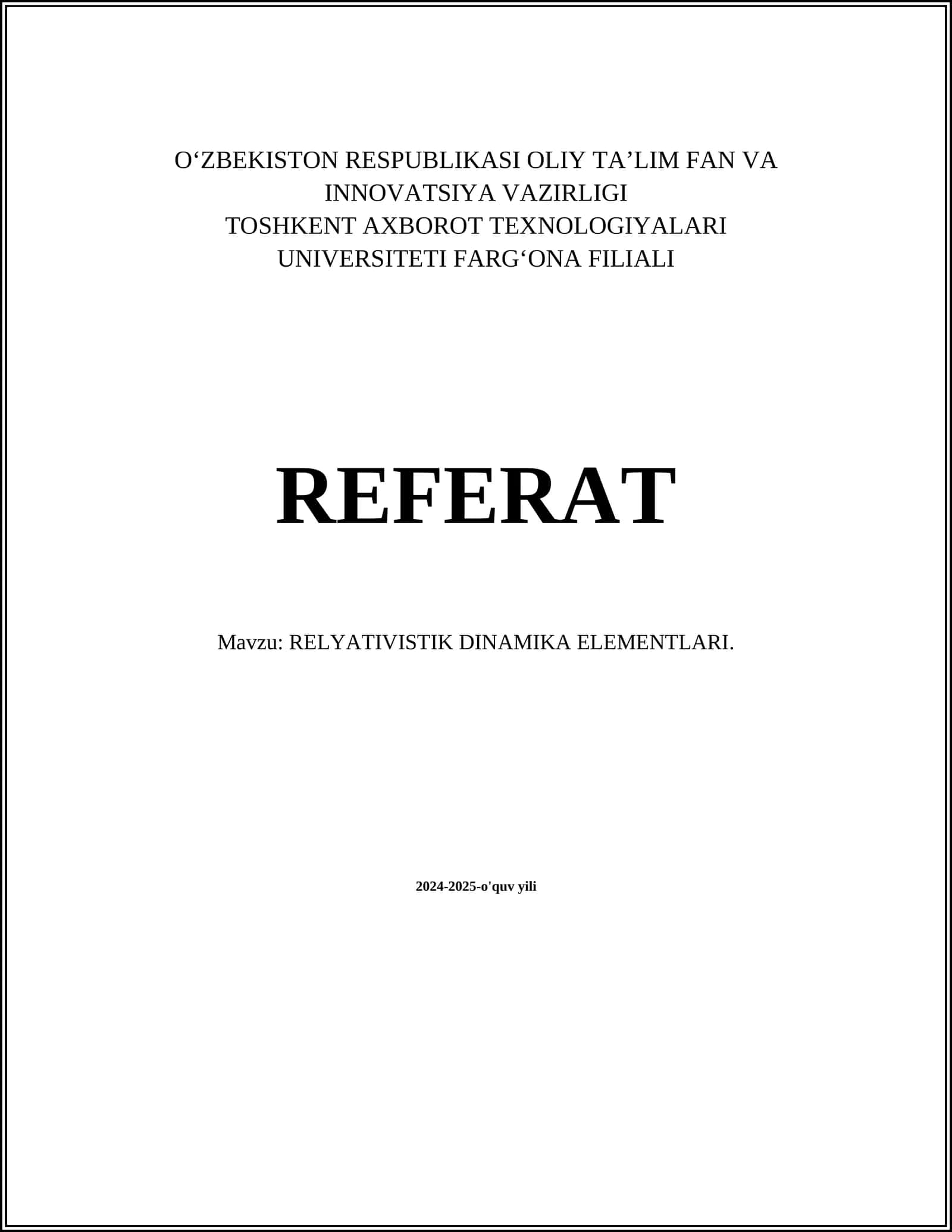 RELYATIVISTIK DINAMIKA ELEMENTLARI 1