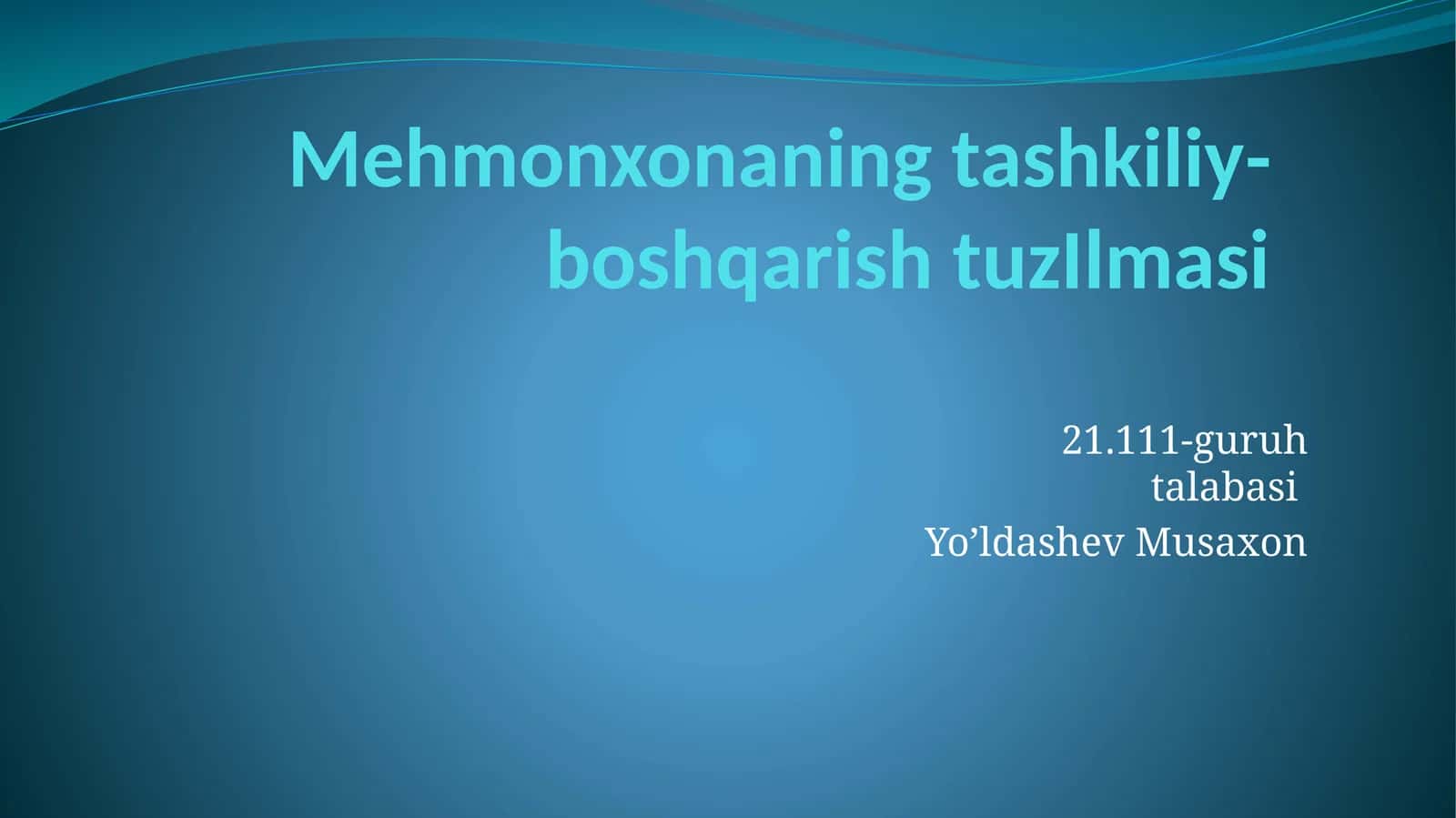 Mehmonxonaning tashkiliy-boshqarishtuzIlmasi 1