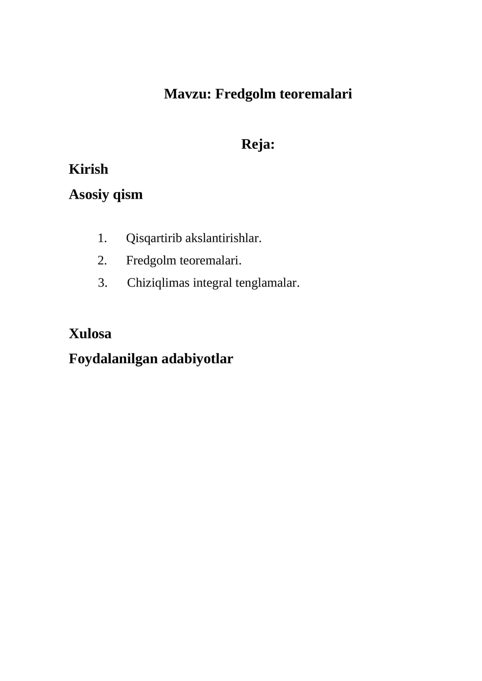 Fredgolm teoremalari 1