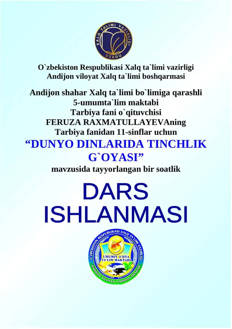 DUNYO DINLARIDA TINCHLIK G`OYASI 1