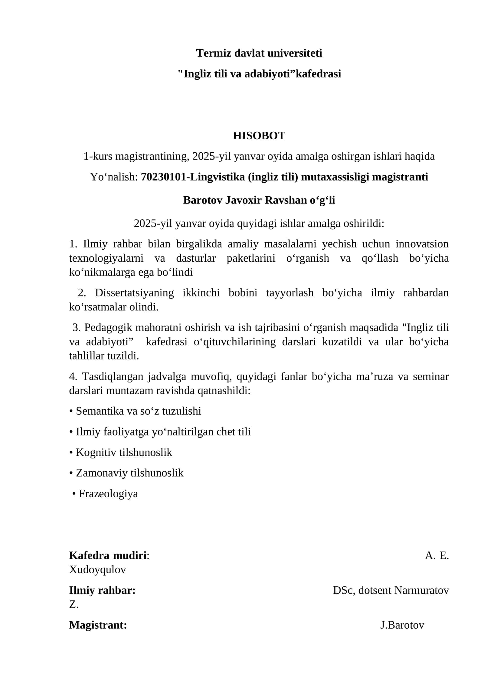 Ingliz tili va adabiyoti magistranti ishlari 1