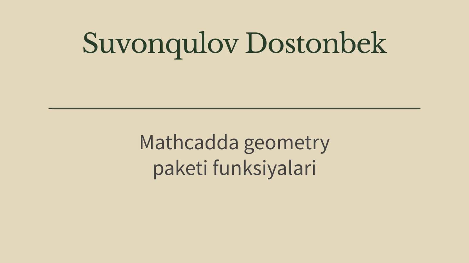 Mathcad’da Geometry Paketi va Uning Funksiyalari 1