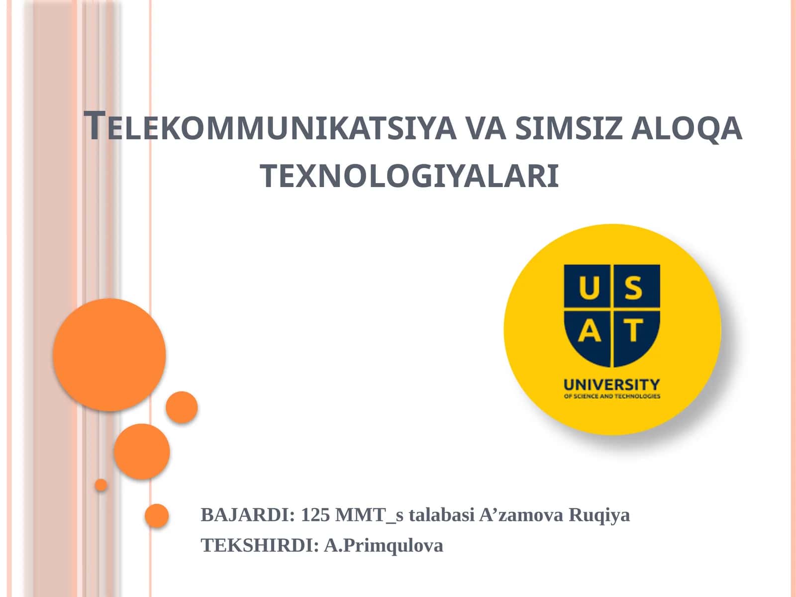 Telekommunikatsiya va simsiz aloqa texnologiyalari 1