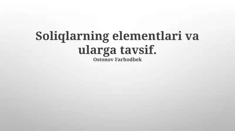 Soliqlarning elementlari va ularga tavsif 1
