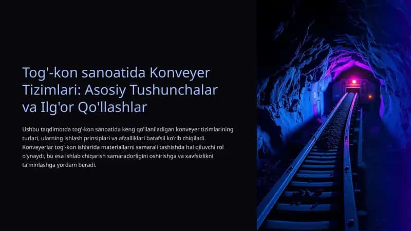 Tog'-kon sanoatida Konveyer Tizimlari: Asosiy Tushunchalar va Ilg'or Qo'llashlar 1