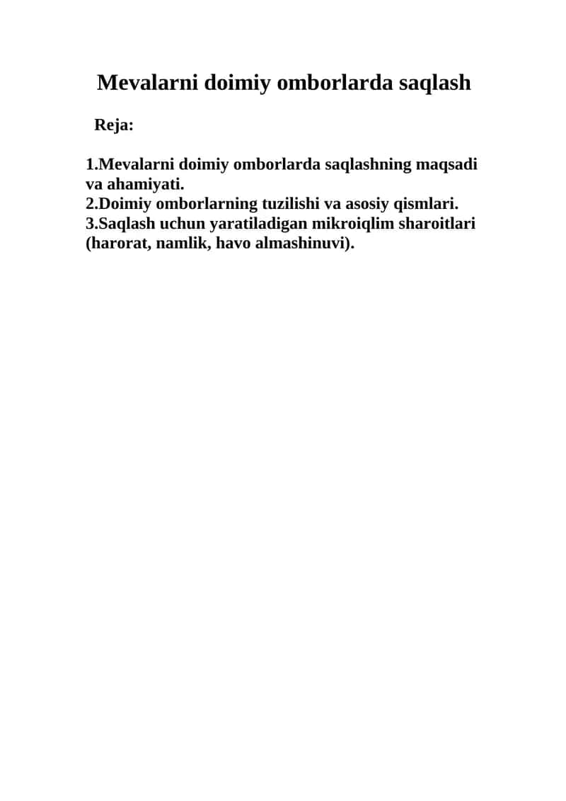 Mеvalarni dоimiy оmbоrlarda saqlash 1
