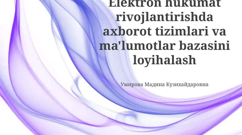 Elektron hukumat rivojlantirishda axborot tizimlari va ma'lumotlar bazasini loyihalash 1