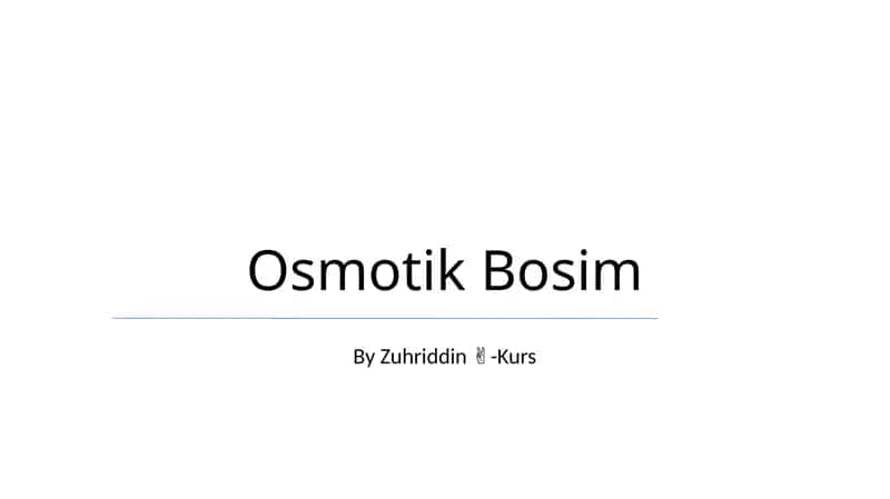 Osmotik Bosim 1