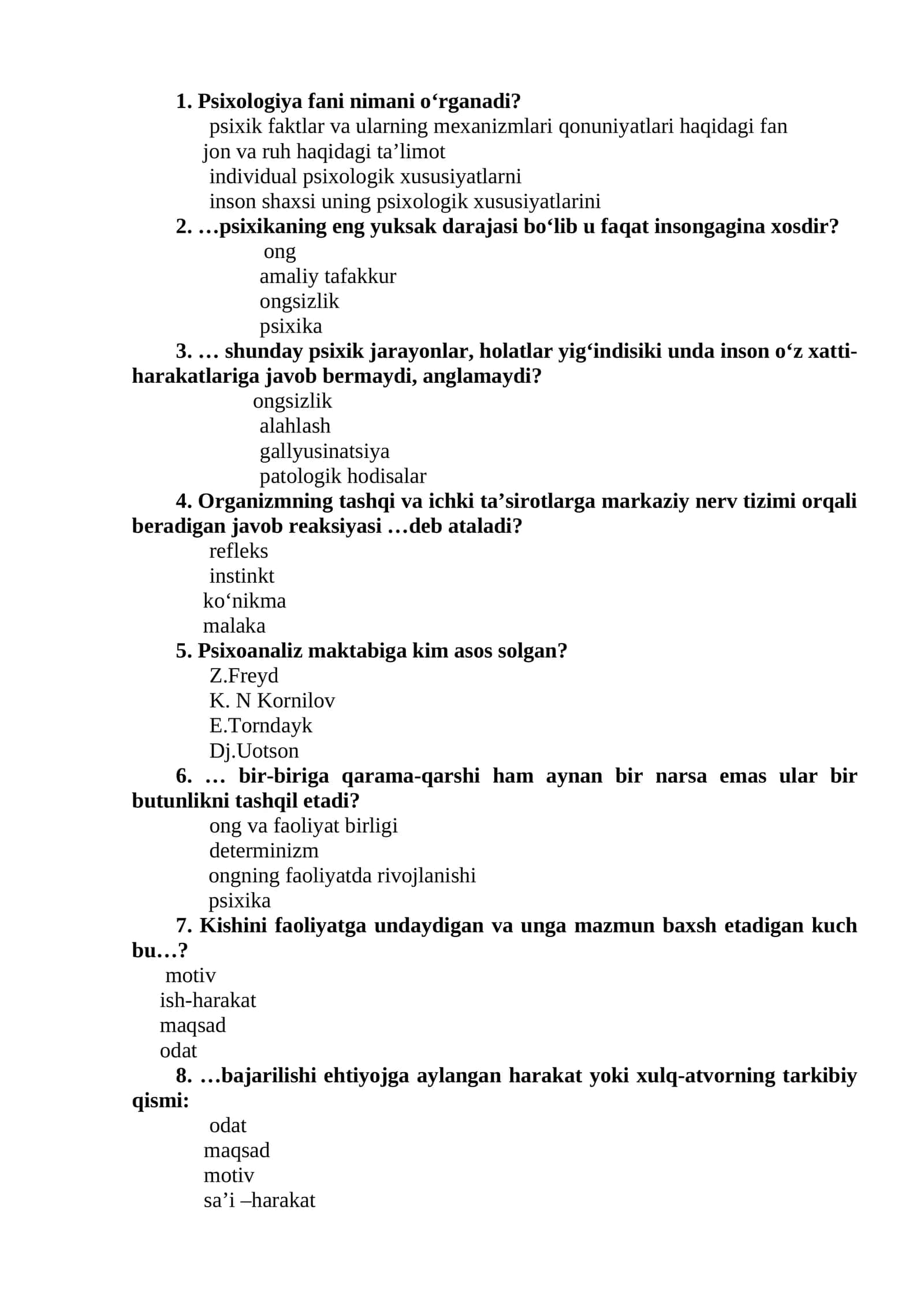 Umumiy psixologiya 150 test 1