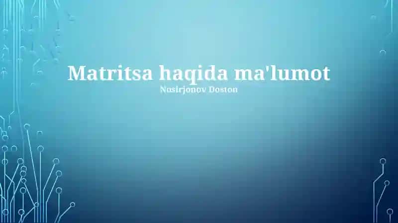 Matritsa haqida ma'lumot