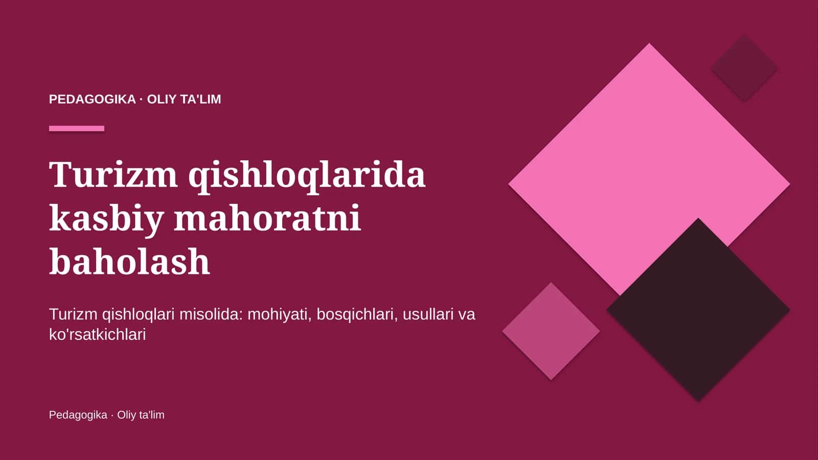 Turizm qishloqlarida kasbiy mahoratni baholash 1