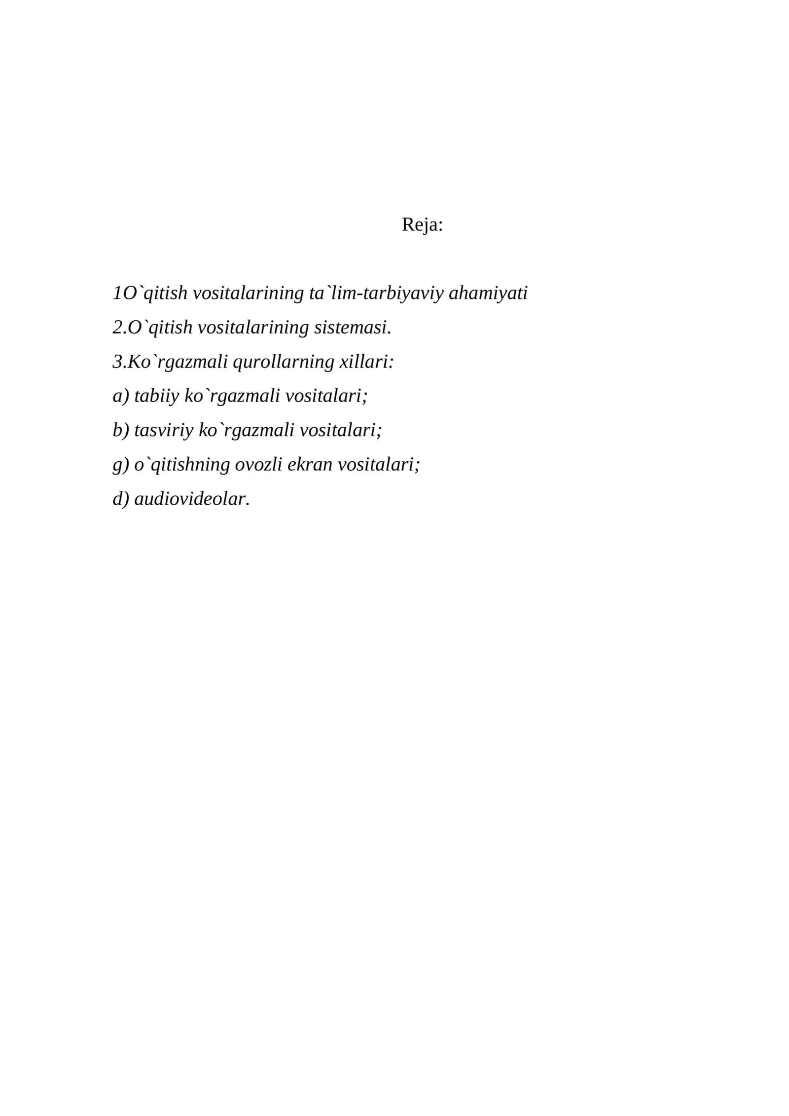 O`qitish vositalari 1