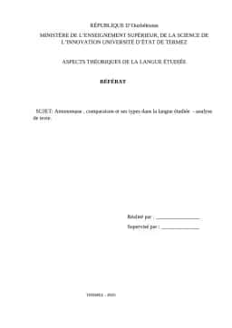 Antonomase , comparaison et ses types dans la langue étudiée - analyse de texte.