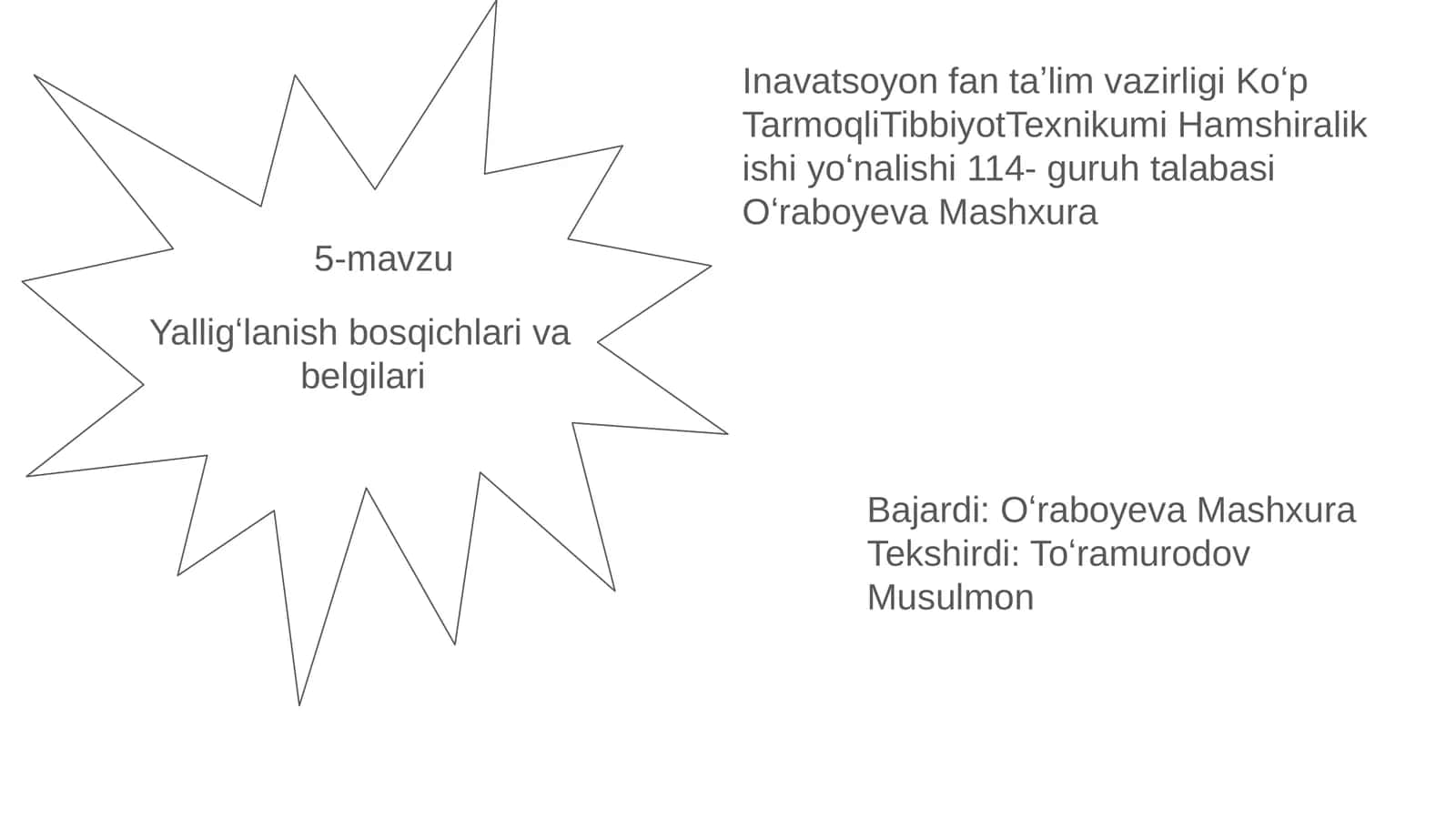 5-mavzu: Yalligʻlanish bosqichlari va belgilari 1
