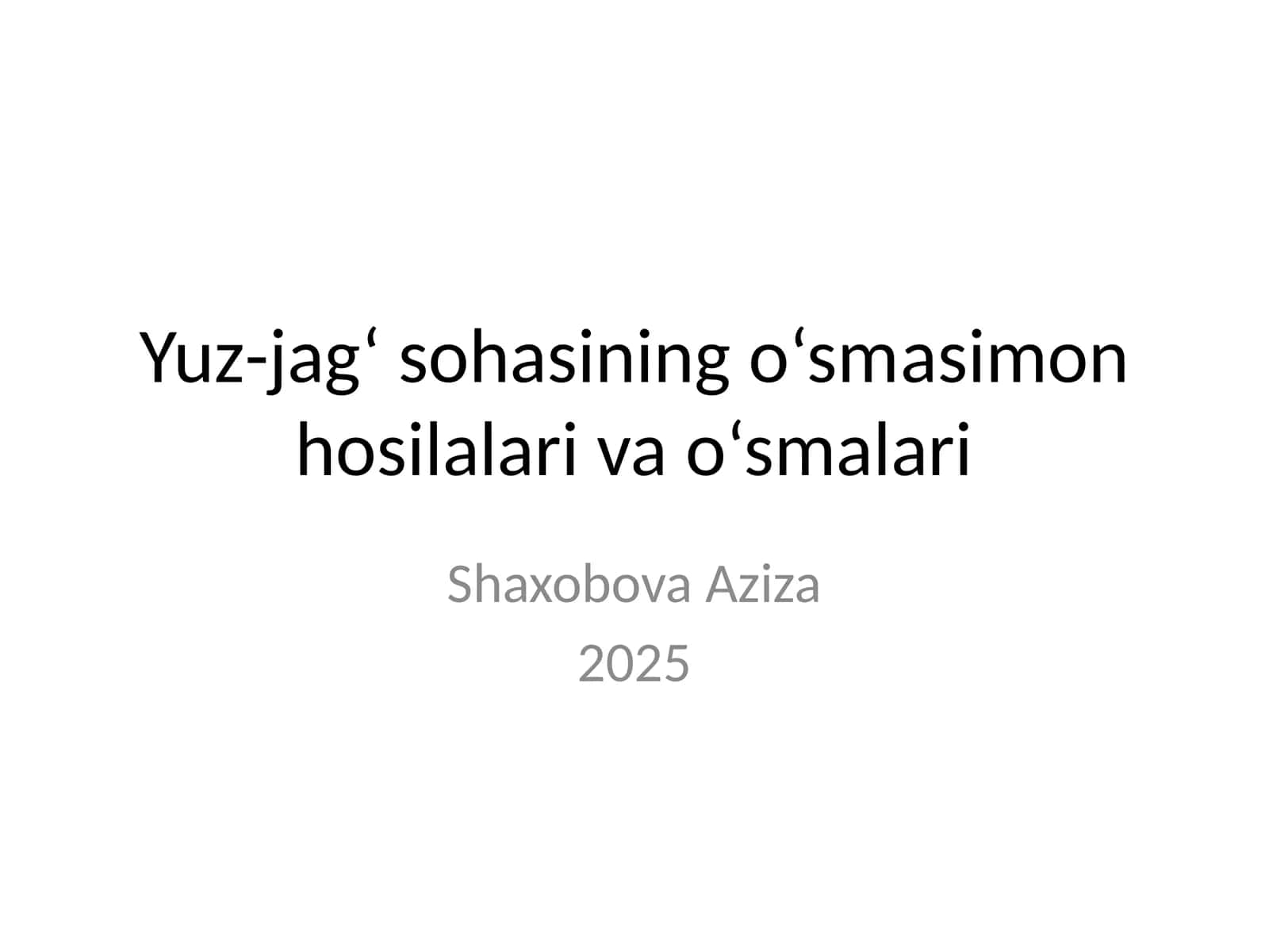 O‘smosimon hosilalar (psevdotumorlar) 1
