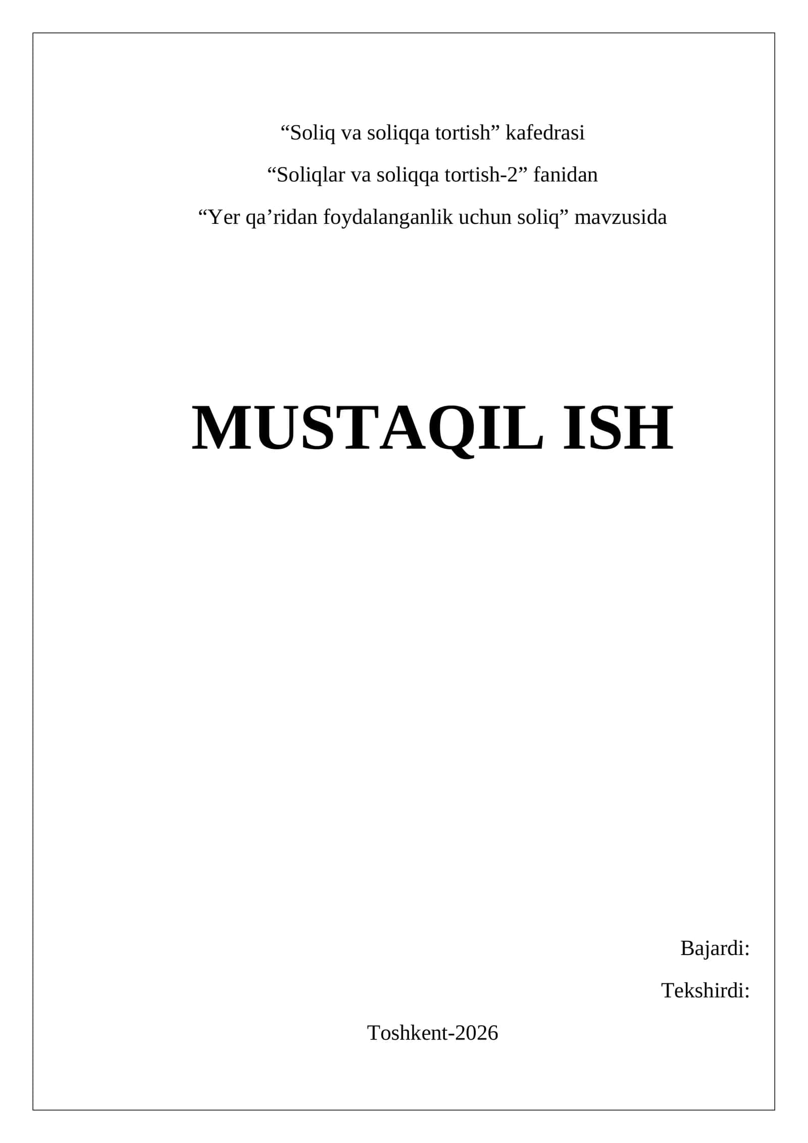 Yer qa’ridan foydalanganlik uchun soliq 1