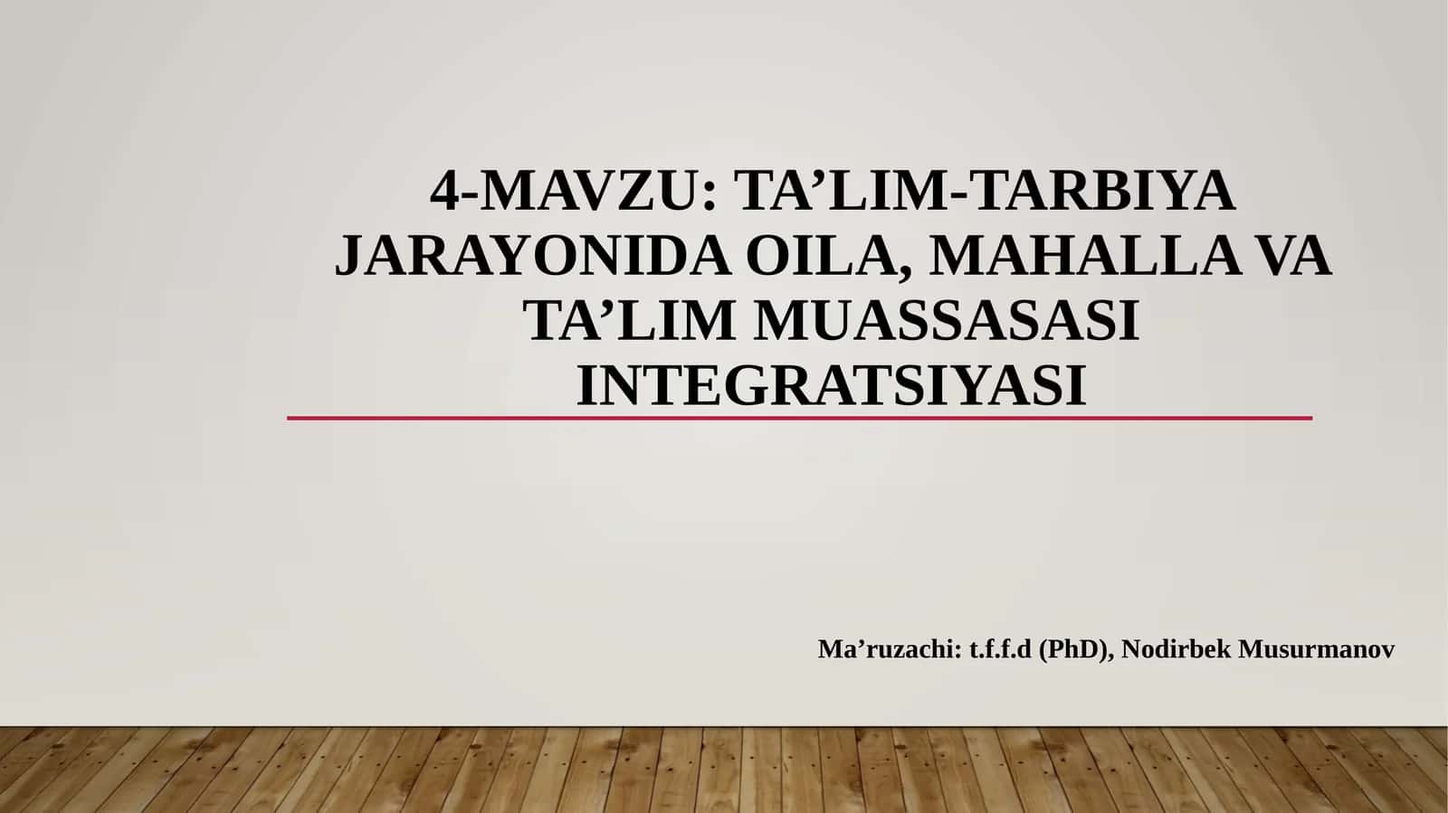 TA’LIM-TARBIYA JARAYONIDA OILA, MAHALLA VA TA’LIM MUASSASASI INTEGRATSIYASI 1