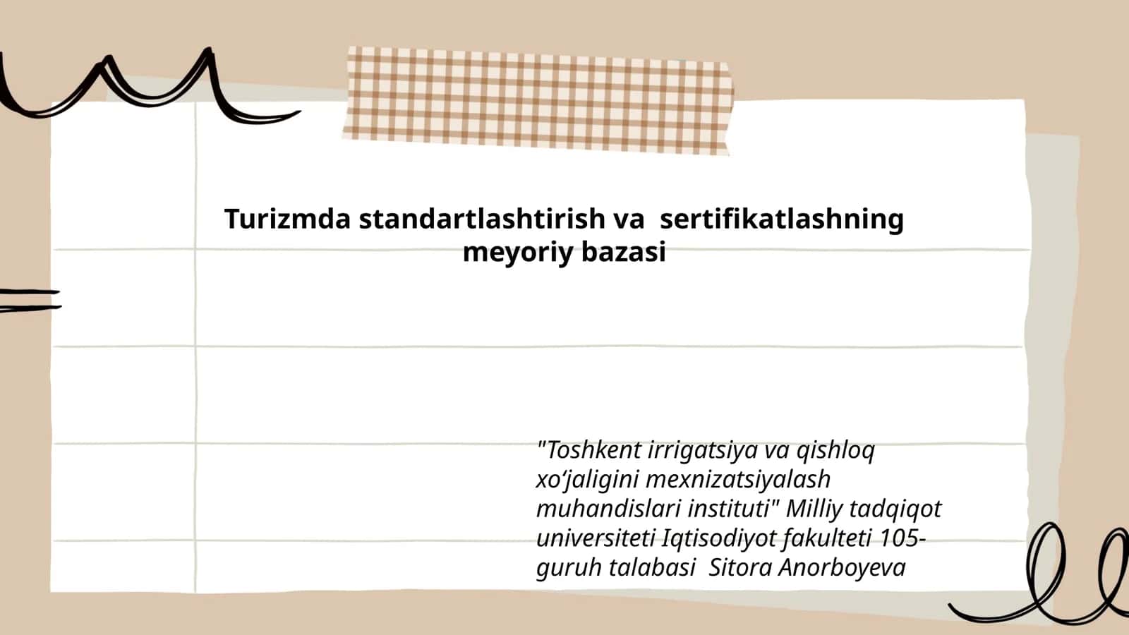 Turizmda standartlashtirish va sertifikatlashning meyoriy bazasi 1