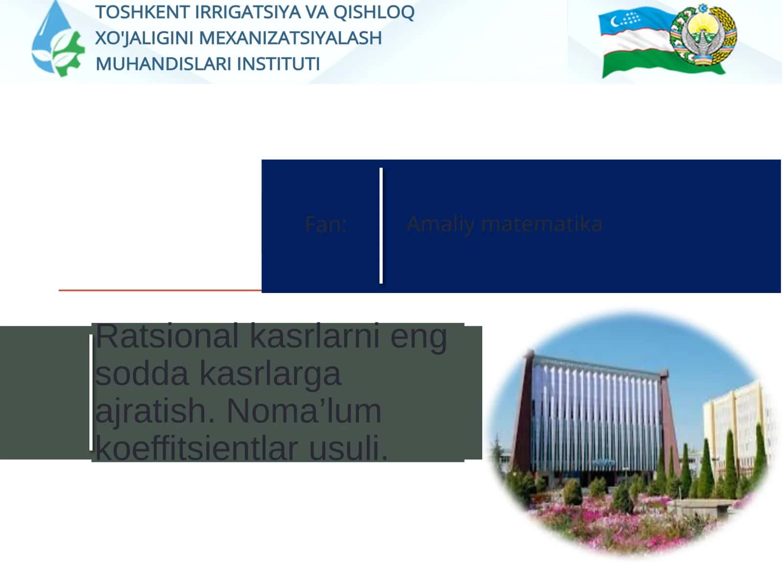 Ratsional kasrlarni eng sodda kasrlarga ajratish. Noma’lum koeffitsientlar usuli 1