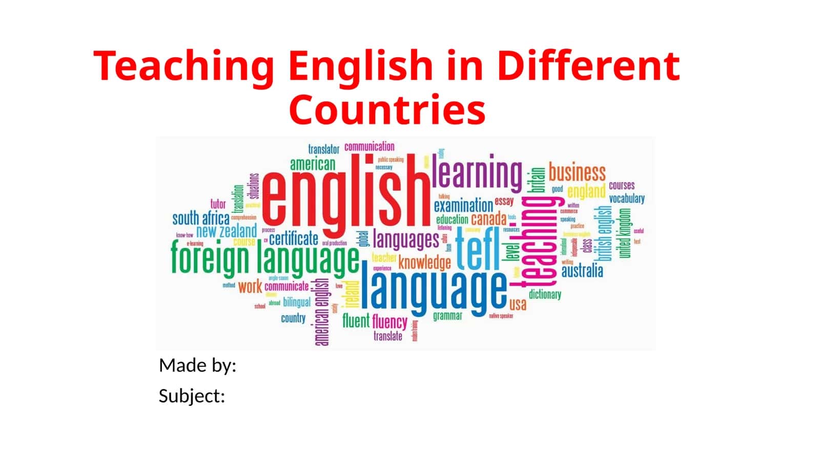 Teaching English in different countries 1