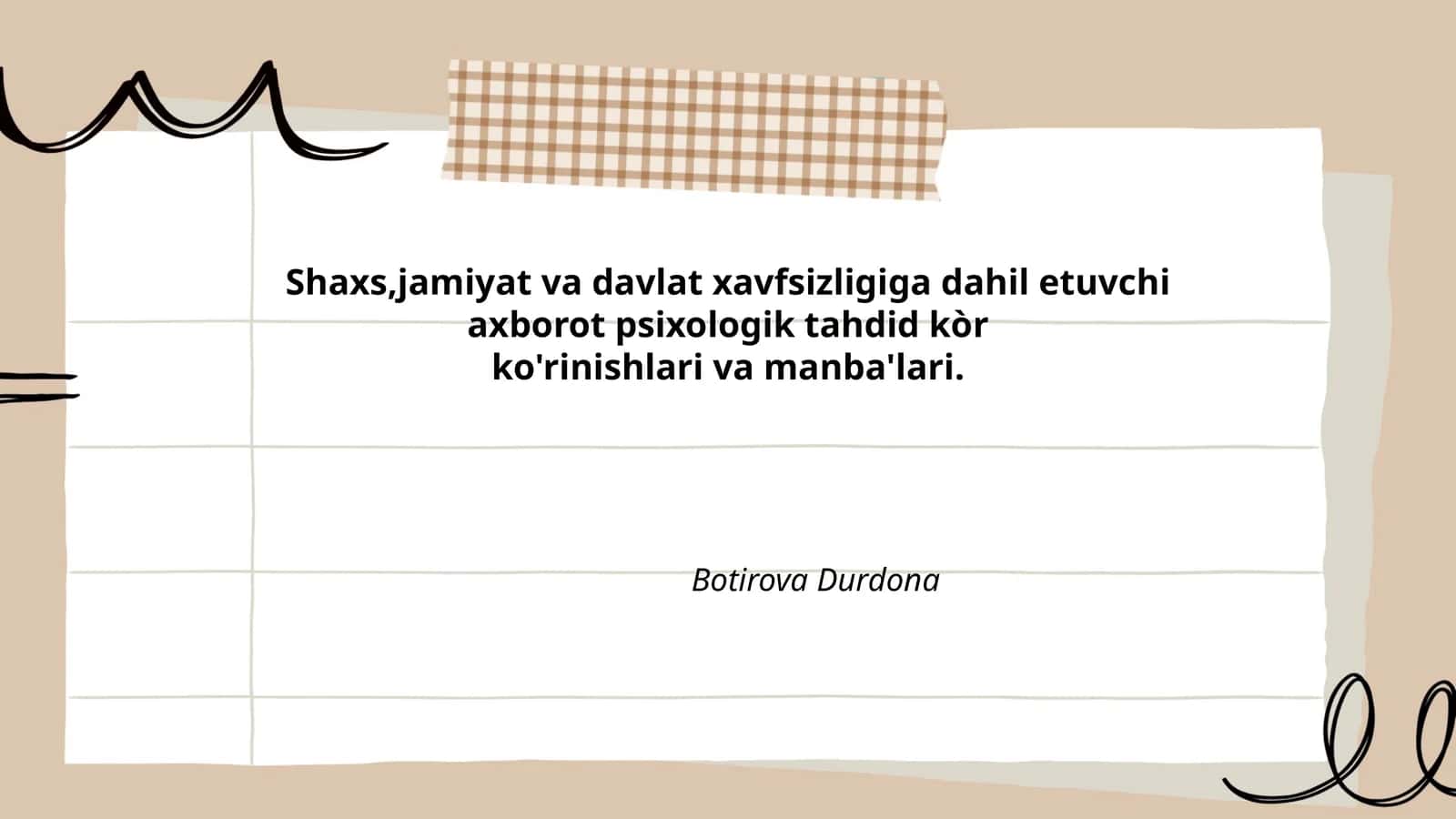 Shaxs, jamiyat va davlat xavfsizligiga dahil etuvchi axborot psixologik tahdid kòr ko'rinishlari va manba'lari 1