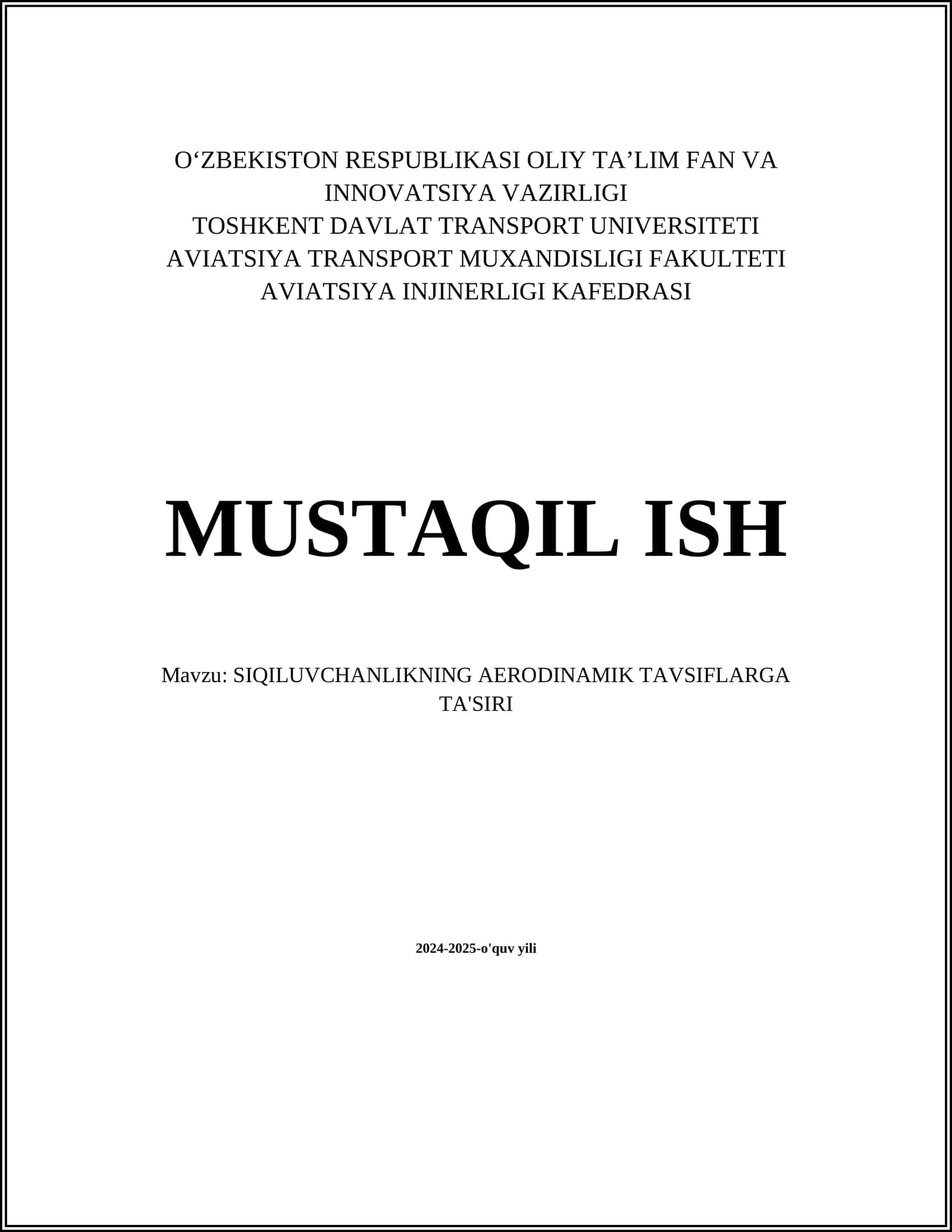 SIQILUVCHANLIKNING AERODINAMIK TAVSIFLARGA TA'SIRI 1