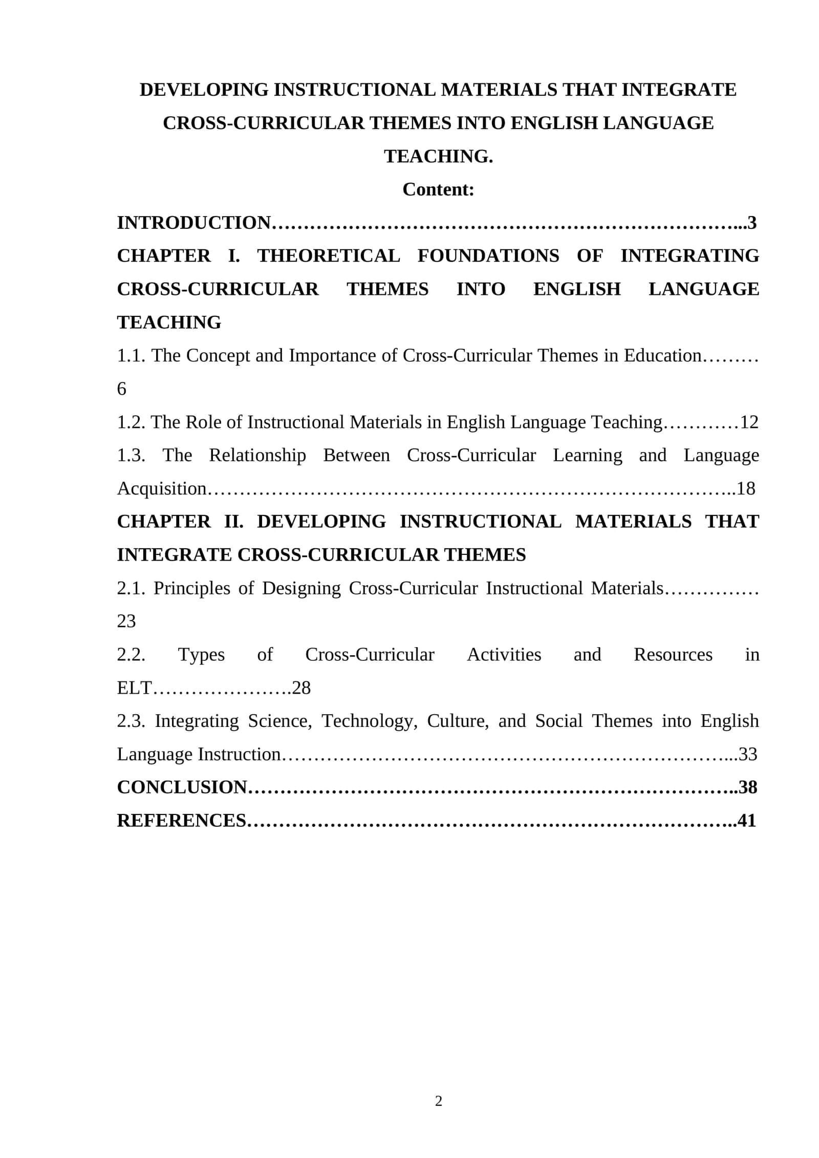 Developing Instructional Materials That Integrate Cross-Curricular Themes into English Language Teaching 1