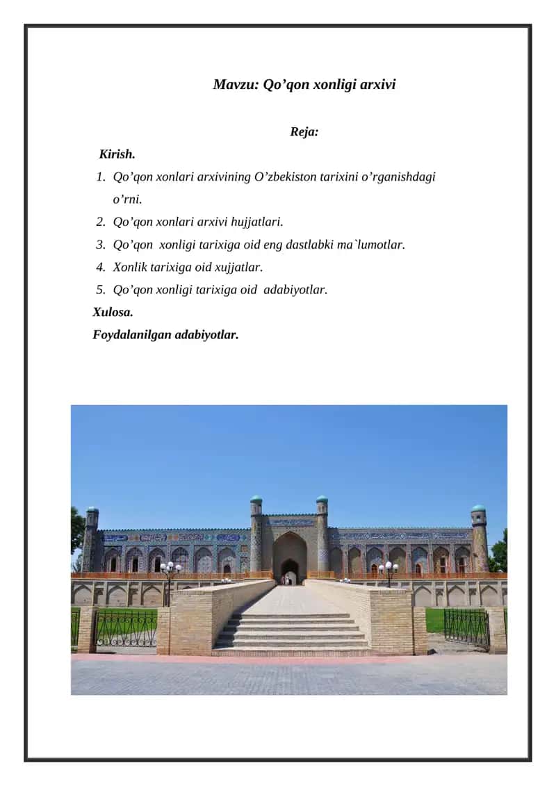 Qo’qon xonligi arxivi 1
