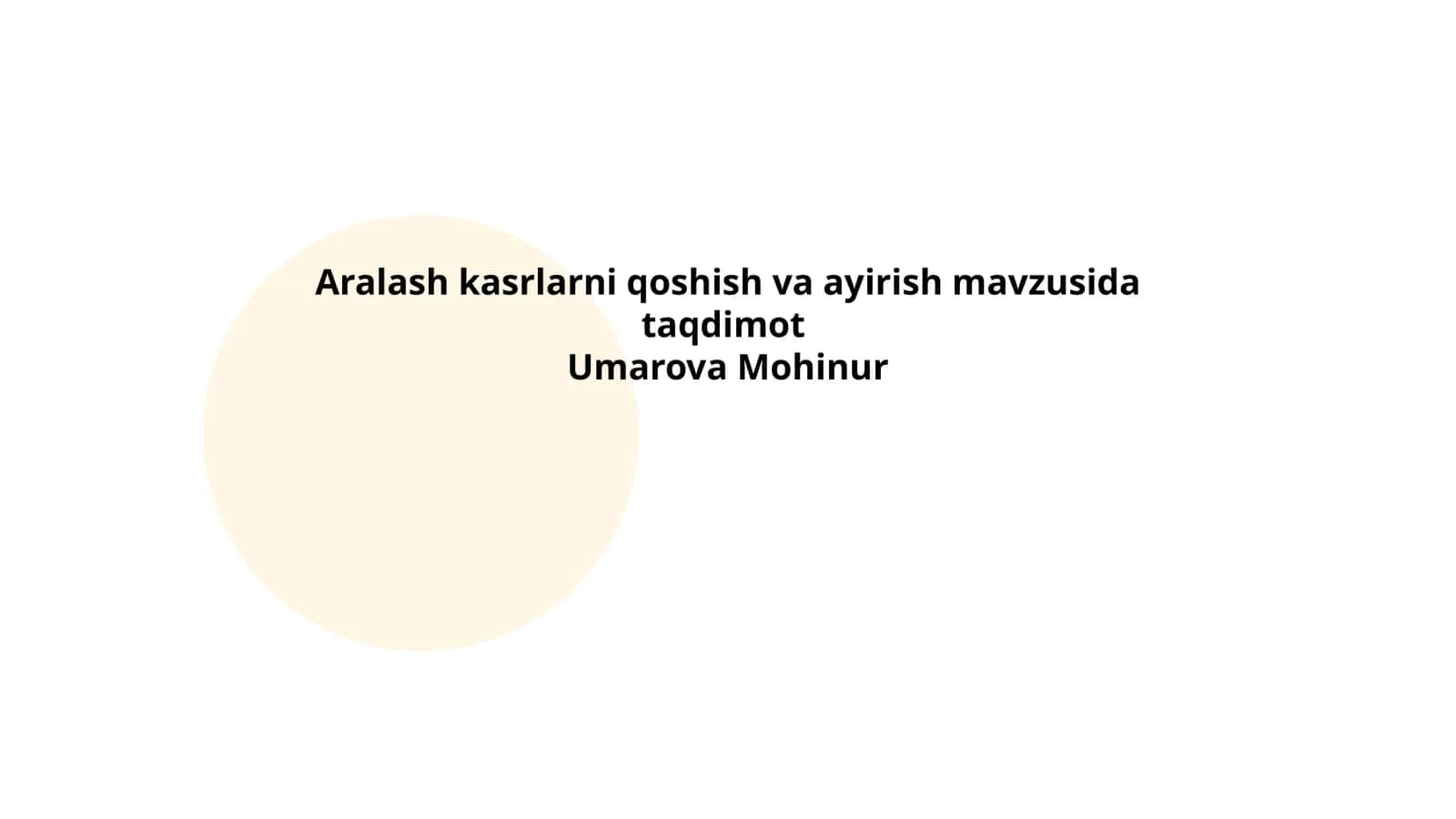 Aralash kasrlarni qoshish va ayirish mavzusida taqdimot 1