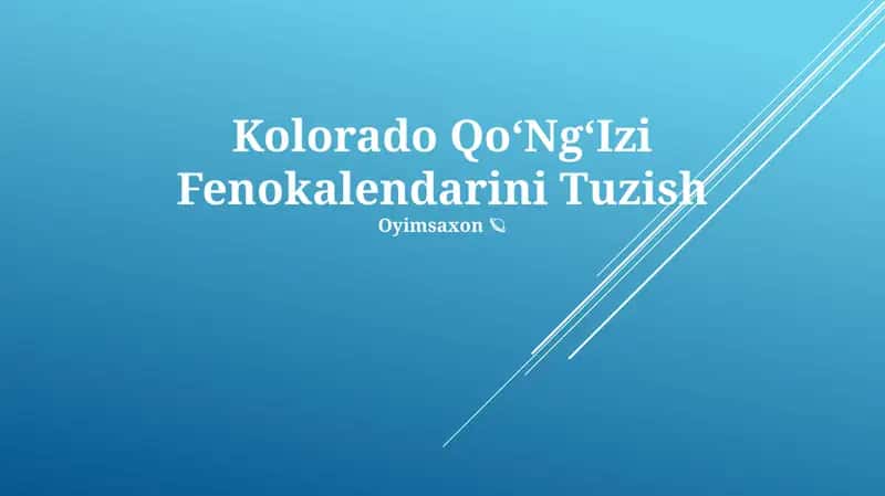 Kolorado QoʻNgʻIzi Fenokalendarini Tuzish 1