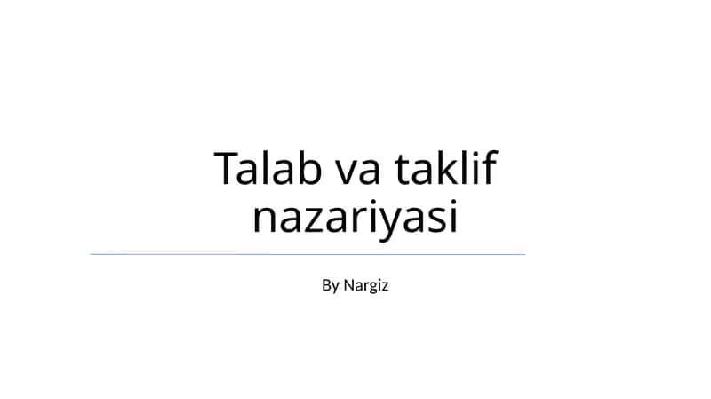 Talab va Taklif Nazariyasi 1