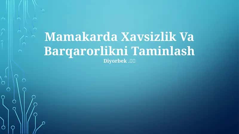 Mamakarda Xavsizlik Va Barqarorlikni Taminlash 1