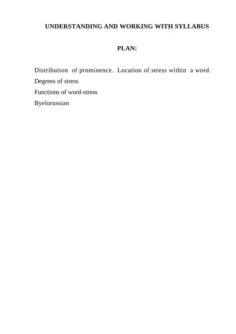 Understanding and Working with Syllabus Plan 1