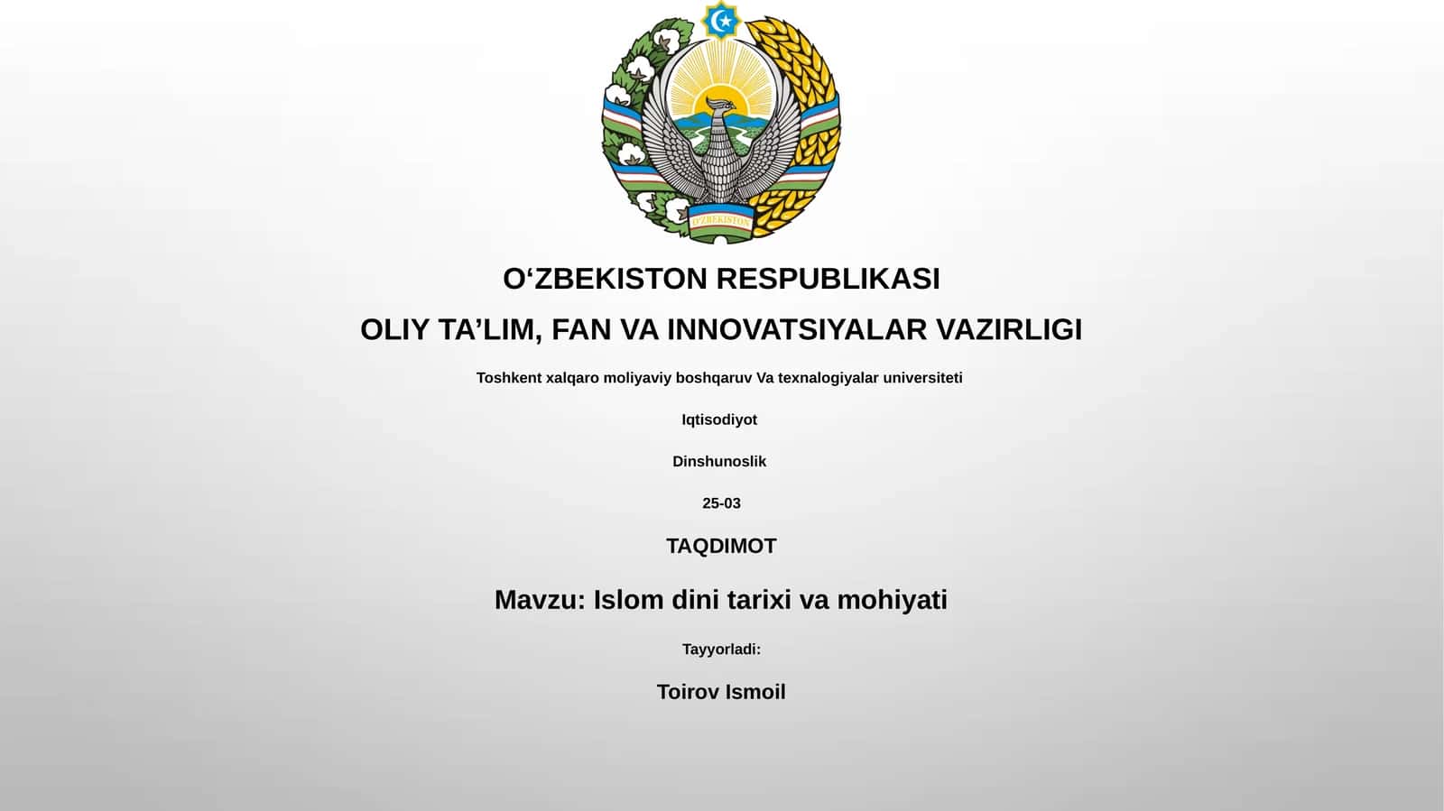 Islom dini tarixi va mohiyati 1
