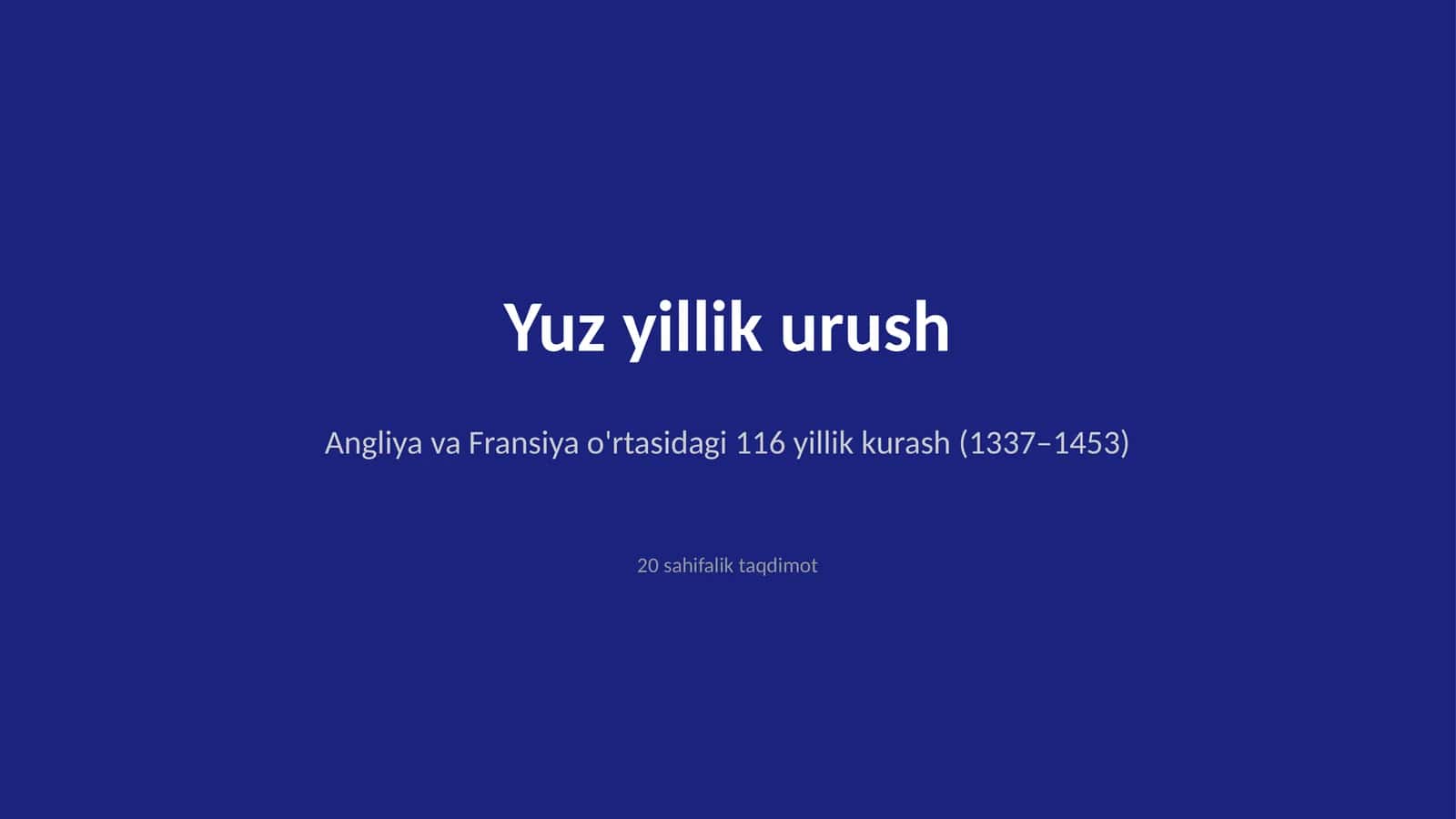 Yuz yillik urush 1