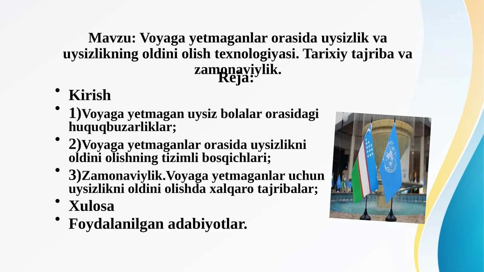 Voyaga yetmaganlar orasida uysizlik va uysizlikning oldini olish texnologiyasi. Tarixiy tajriba va zamonaviylik. 1
