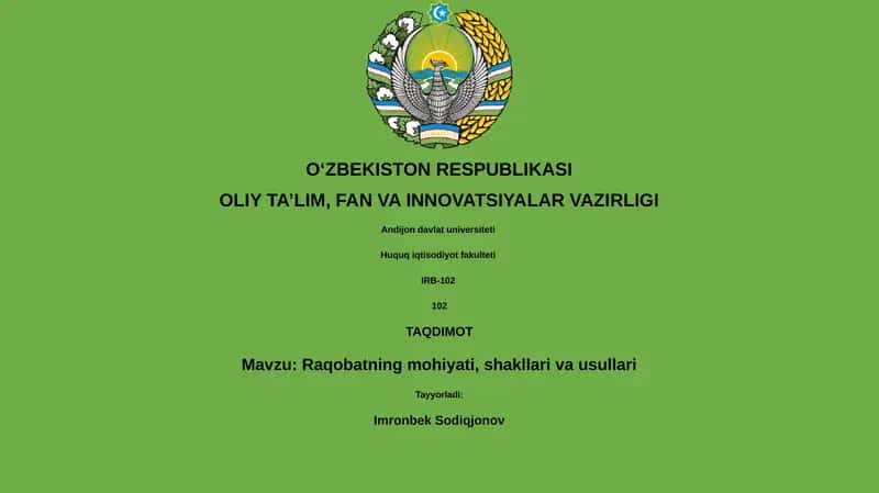 Raqobatning mohiyati, shakllari va usullari 1