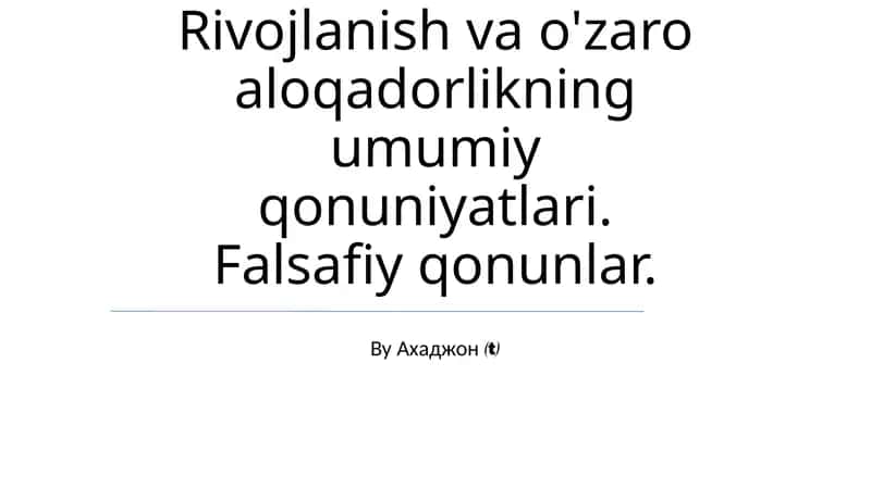 Universal Qonunlar 1