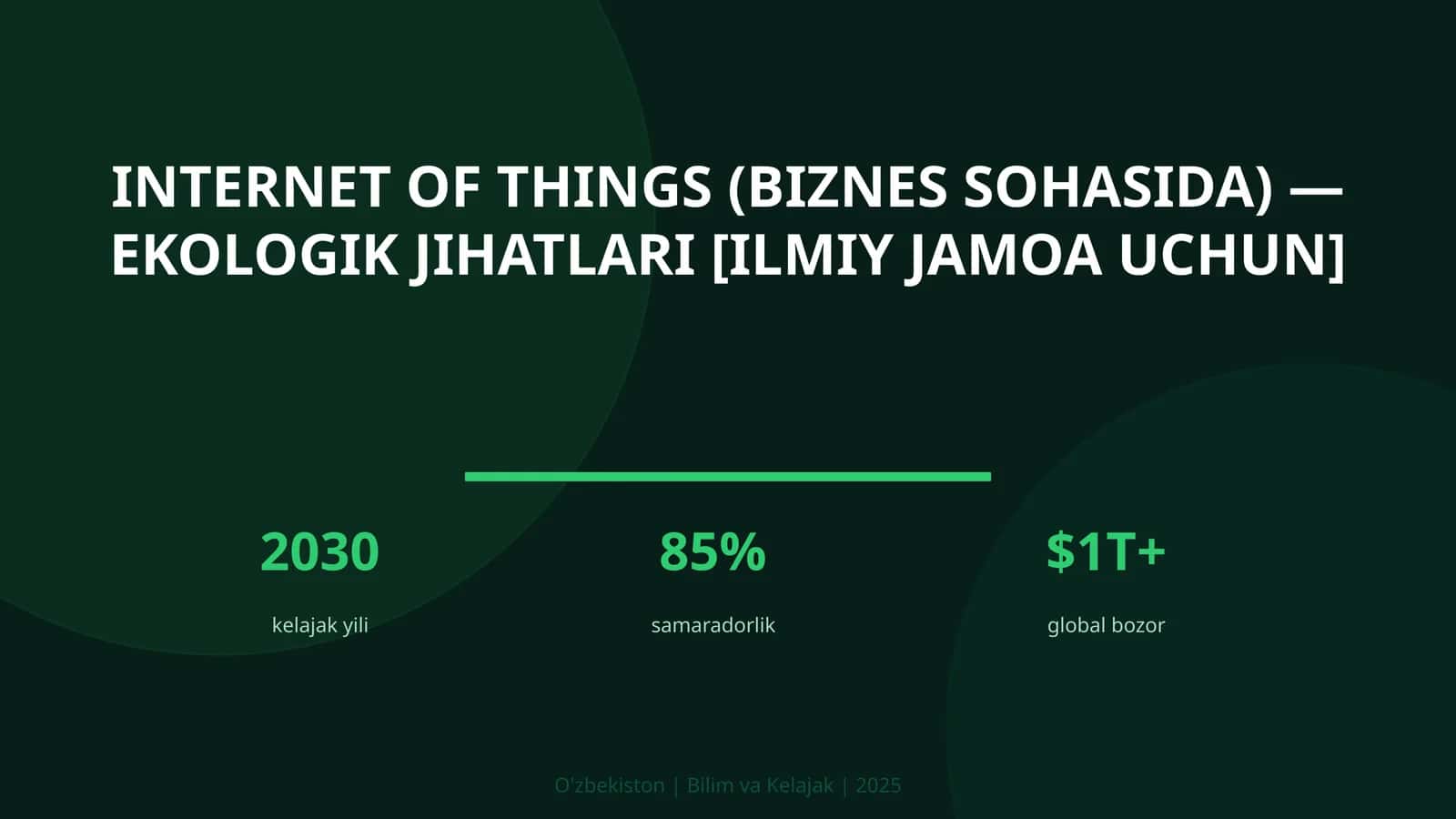 Internet of Things (Biznes Sohasida) — Ekologik Jihatlari [Ilmiy Jamoa Uchun] 1