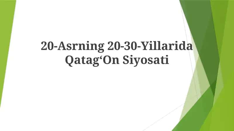Stalinist Repression: 1920s and 1930s Soviet Union (20-Asrning 20-30-Yillarida QatagʻOn Siyosati) 1
