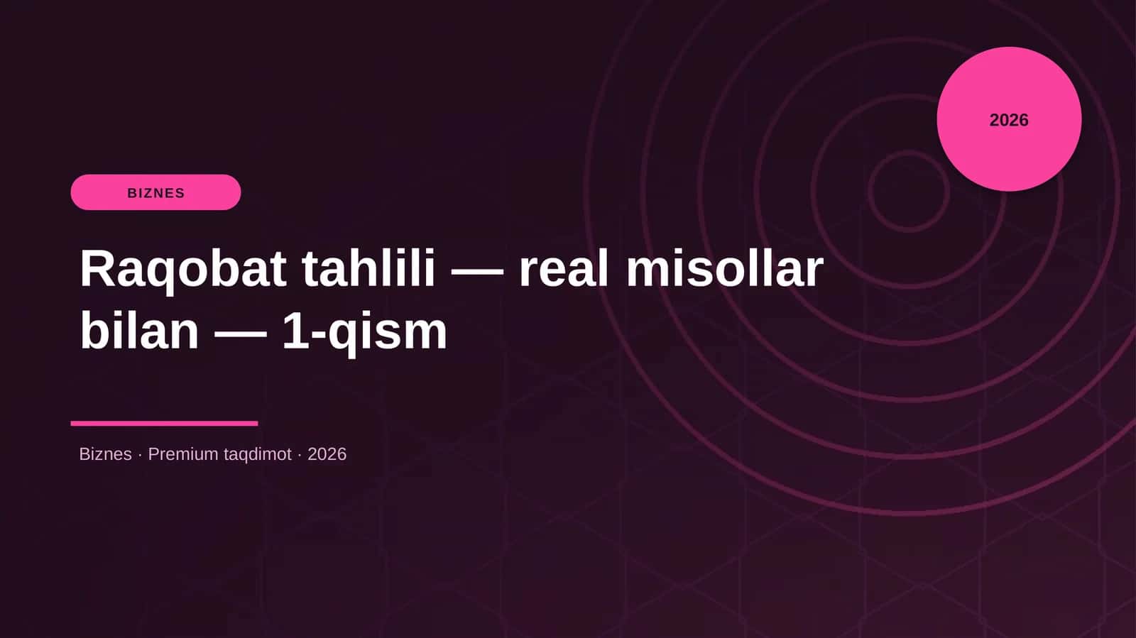 Raqobat tahlili — real misollar bilan — 1-qism 1