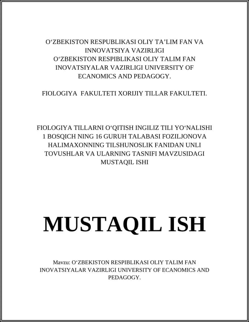 O'zbek tilidagi unli tovushlar 1