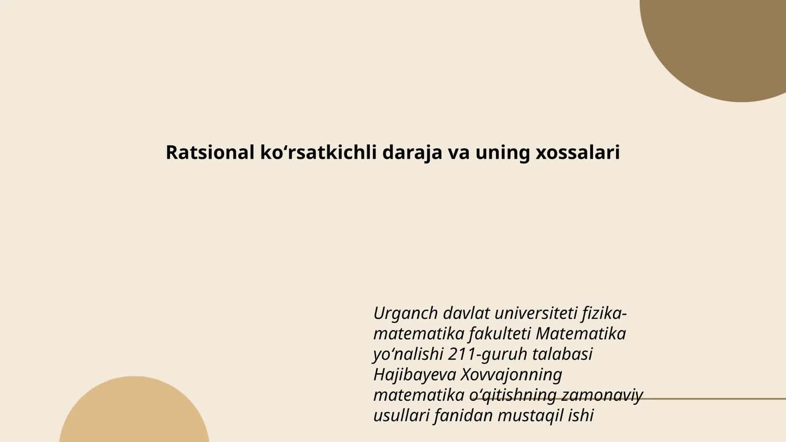 Ratsional koʻrsatkichli daraja va uning xossalari 1