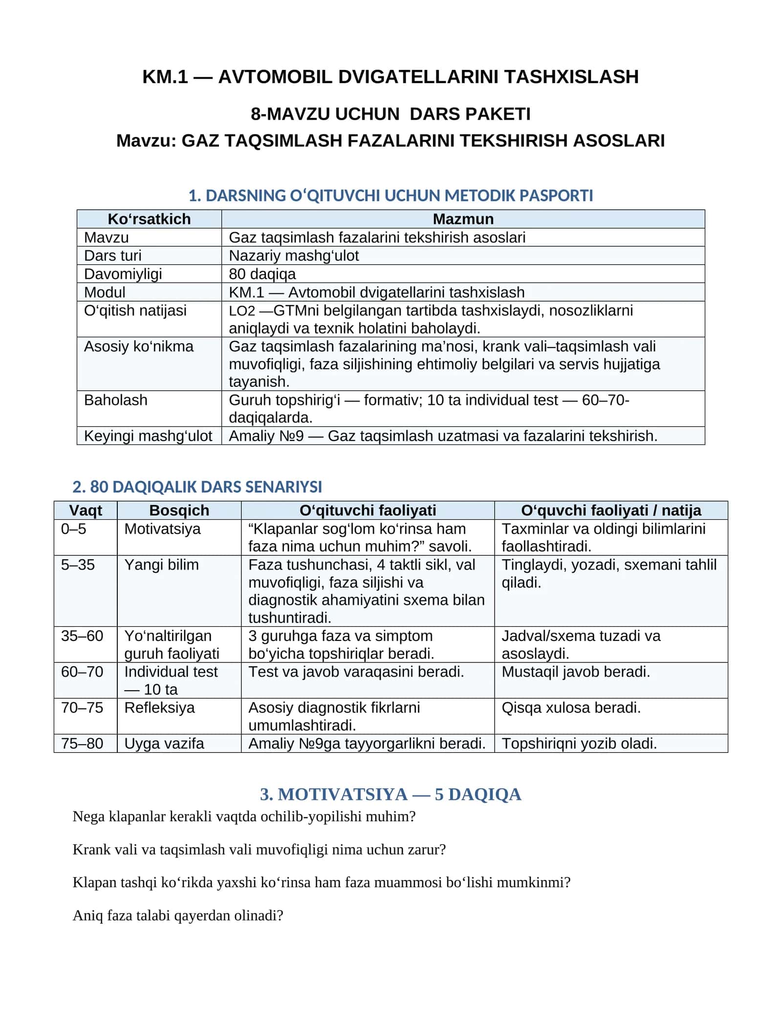 8_mavzu. Gaz_taqsimlash_fazalarini_tekshirish_asoslari 1