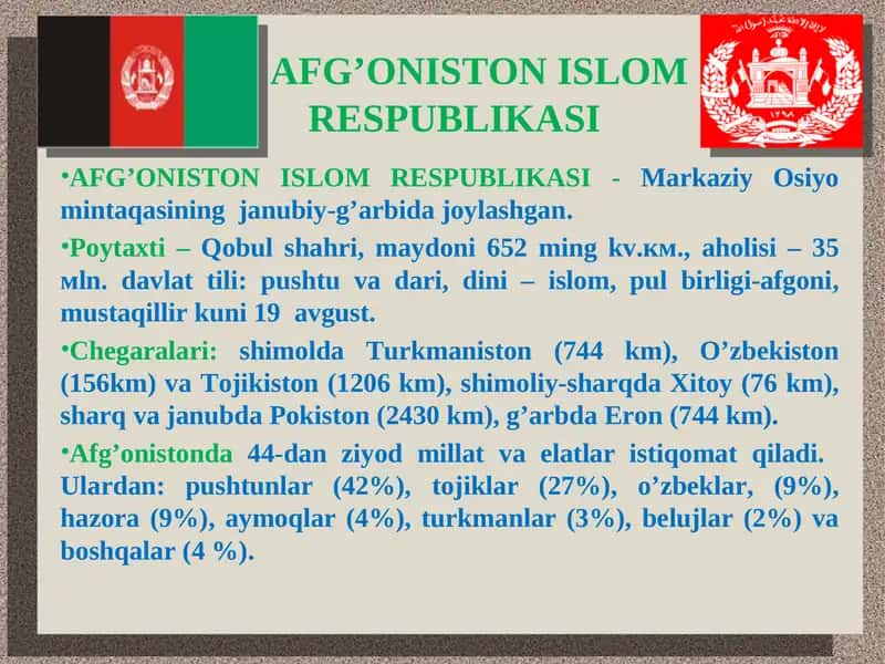 AFG’ONISTON ISLOM RESUBLIKASI 1