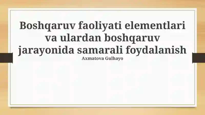Boshqaruv faoliyati elementlari 1